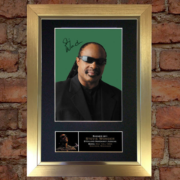 STEVIE WONDER Mounted Signed Photo Reproduction Autograph Print A4 150