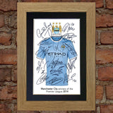 MAN CITY Premier League Winners 2014 Autograph Mounted Photo Repro A4 Print 460