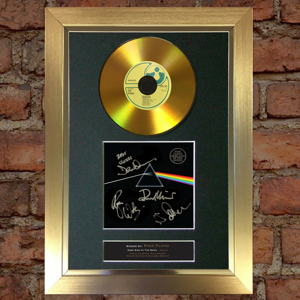 #96 GOLD DISC PINK FLOYD Dark Side of The Moon Signed Autograph Mounted Repro A4