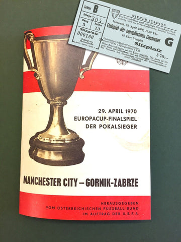 MANCHESTER CITY v GORNIK ZABRZE Final 1970 Ticket & Programme  REPRODUCTION COPY