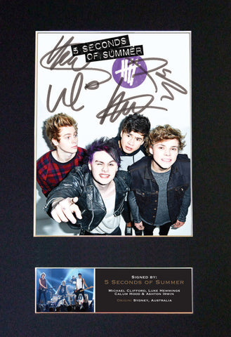 5 SECONDS OF SUMMER Autograph Mounted Signed Photo RE-PRINT Print A4 525