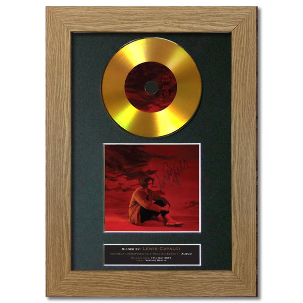 #196 Lewis Capaldi - Divinely Uninspired GOLD DISC Album Signed Autograph Mounted Repro
