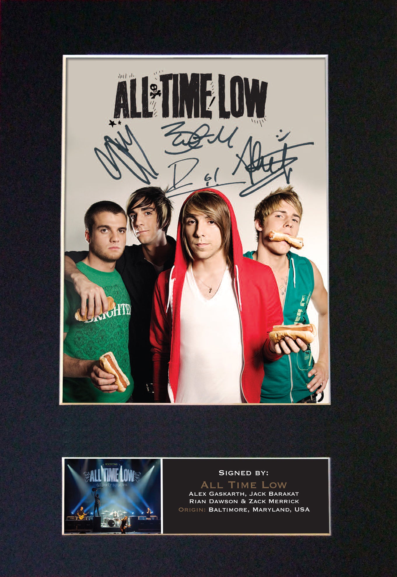 ALL TIME LOW Signed Autograph Mounted Photo REPRO PRINT A4 426