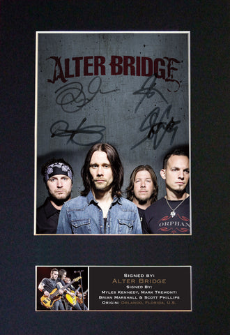 ALTER BRIDGE Signed Mounted Photo Reproduction  Autograph Print A4 645