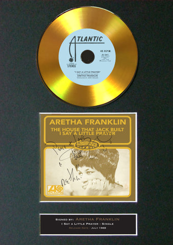 #173 GOLD DISC ARETHA FRANKLIN Little Prayer Cd Signed Autograph Mounted Repro