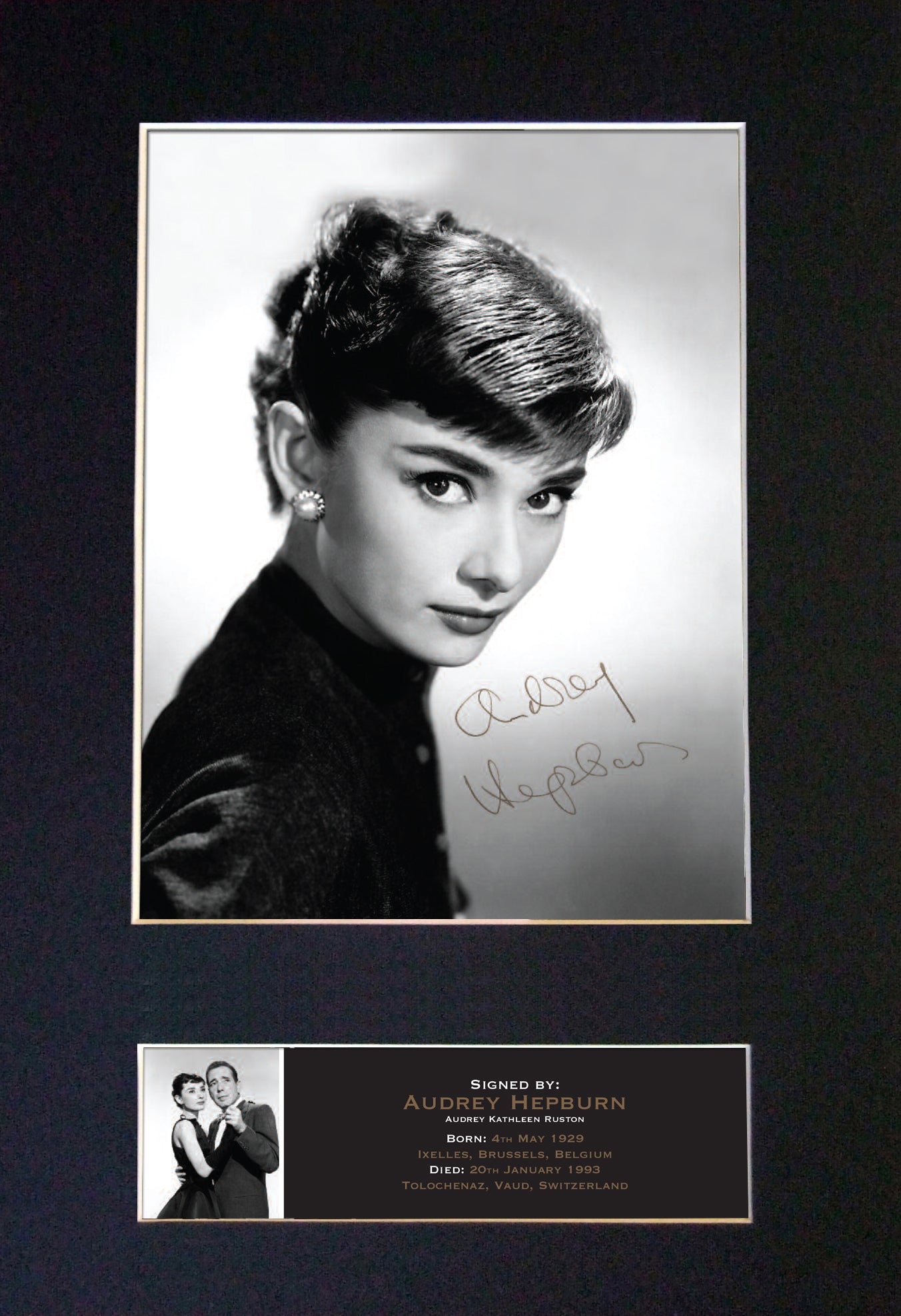 AUDREY HEPBURN Signed Autograph Mounted Photo Reproduction Print A4 513