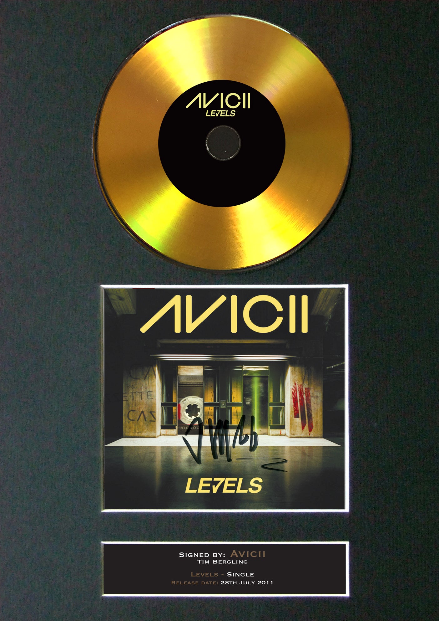 #168 AVICII GOLD DISC Levels Cd Single Album Signed Autograph Mounted Re-Print