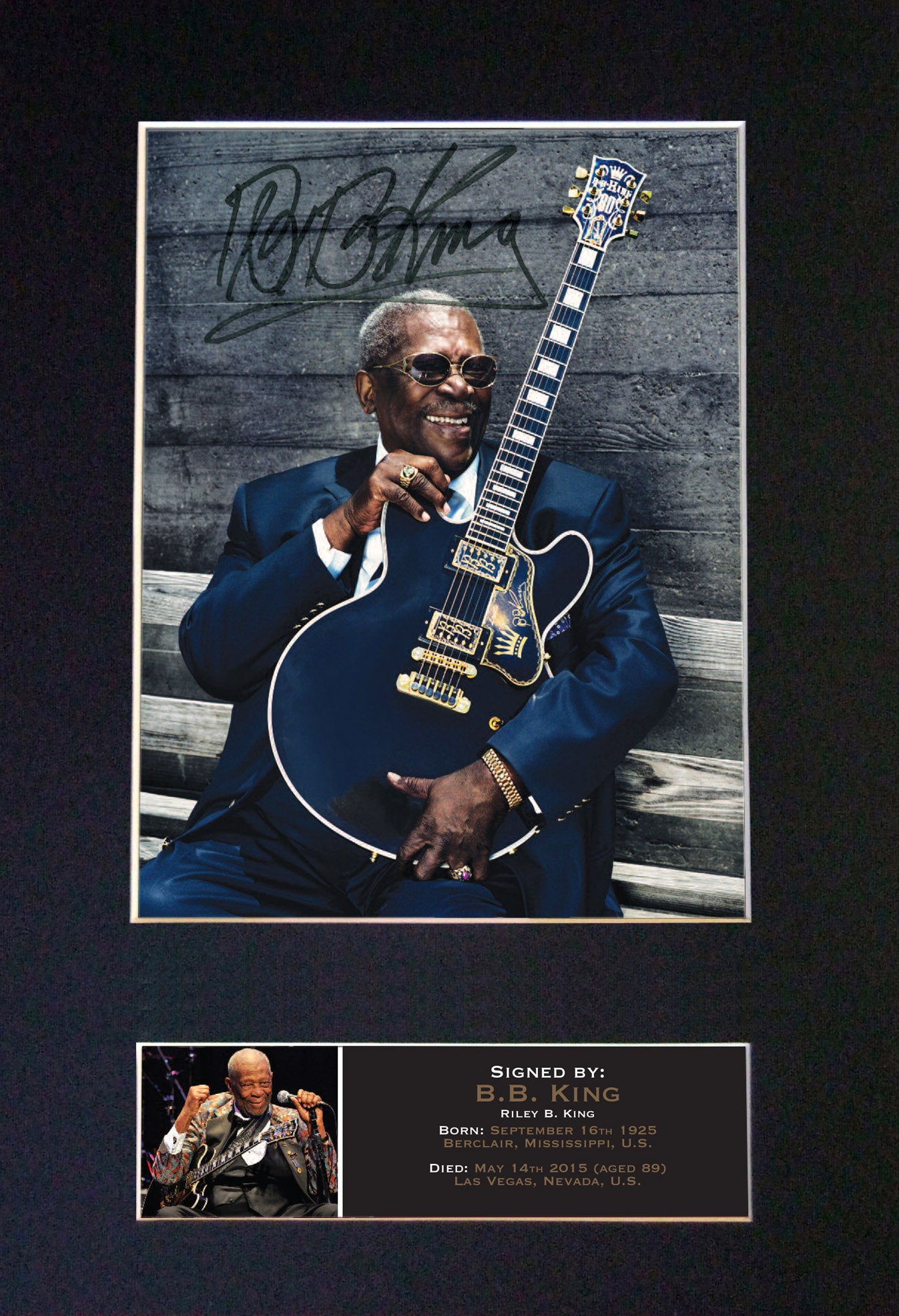 BB KING Signed Autograph Mounted Photo Reproduction PRINT A4 565