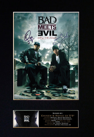 BAD MEETS EVIL eminem Mounted Signed Photo Reproduction Autograph Print A4 127