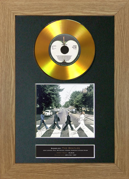#137 The Beatles - Abbey Road GOLD DISC Album Signed Autograph Mounted Repro
