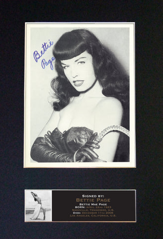 BETTIE PAGE Very Rare Pinup Quality Autograph Mounted Signed Photo PRINT A4 662