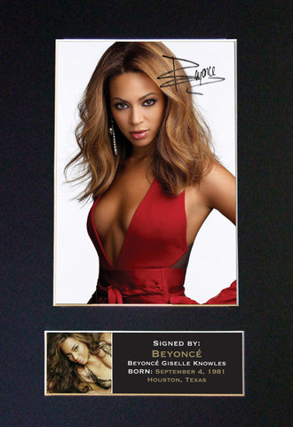 BEYONCE No1 Mounted Signed Photo Reproduction Autograph Print A4 234