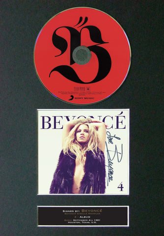 BEYONCE 4 Album Signed CD COVER MOUNTED Autograph Re-Print A4 210 x 297mm (1)