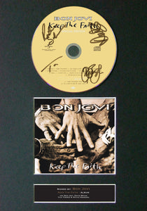 BON JOVI keep the faith Signed CD DISC Repro MOUNTED A4 Autograph Print (43)