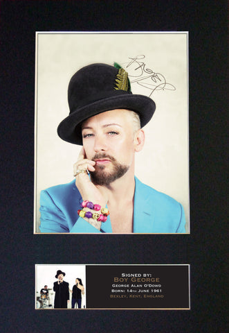 BOY GEORGE Autograph Mounted Photo Reproduction QUALITY PRINT A4 394