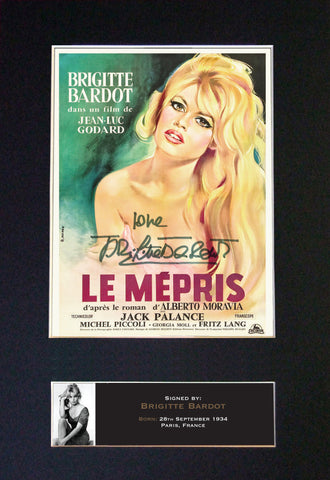 BRIGITTE BARDOT Le Mepris Poster Signed Autograph Quality Mounted PRINT A4 531