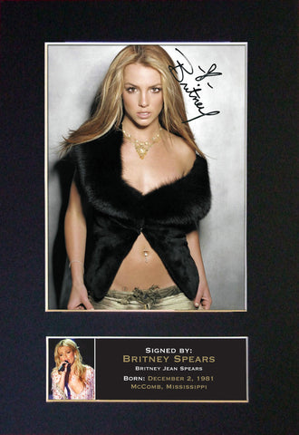 BRITNEY SPEARS Mounted Signed Photo Reproduction Autograph Print A4 238