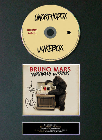 BRUNO MARS Album Signed CD COVER MOUNTED A4 Repro Autograph Print 27
