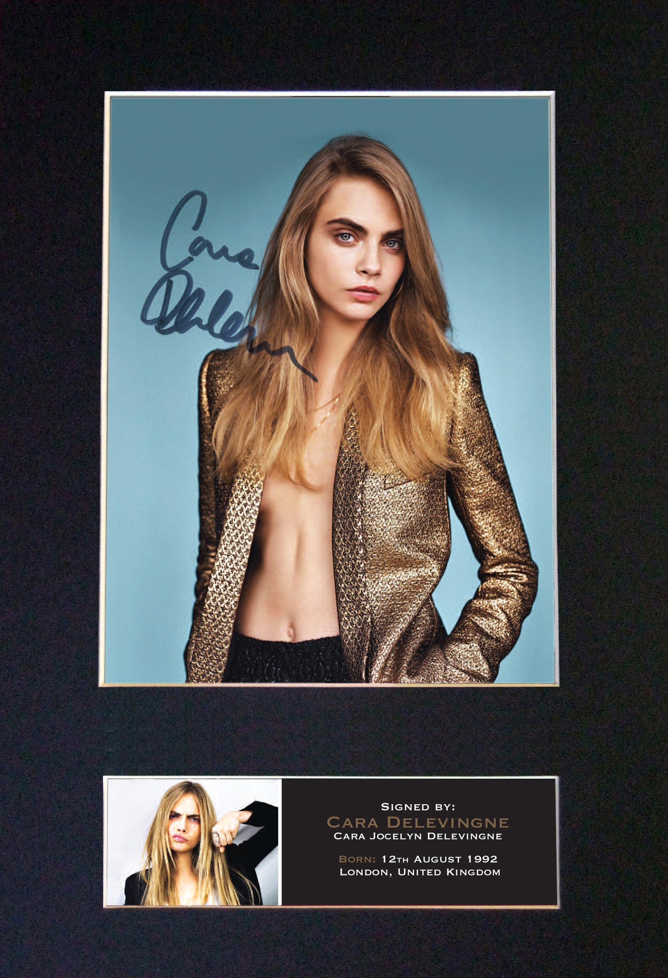 CARA DELEVINGNE Signed Autograph Mounted Photo Reproduction Print A4 532