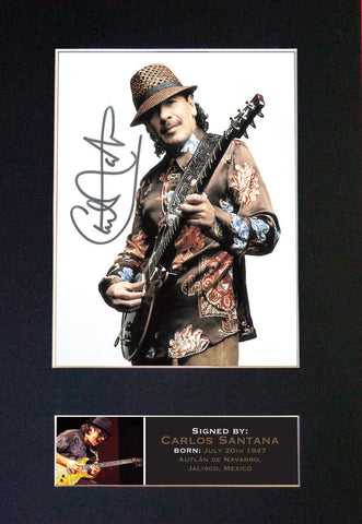 CARLOS SANTANA Mounted Signed Photo Reproduction Autograph PRINT A4 668