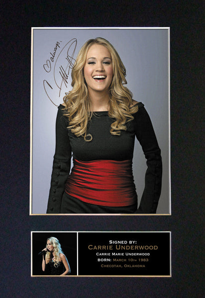 CARRIE UNDERWOOD Autograph Mounted Photo Reproduction QUALITY PRINT A4 260