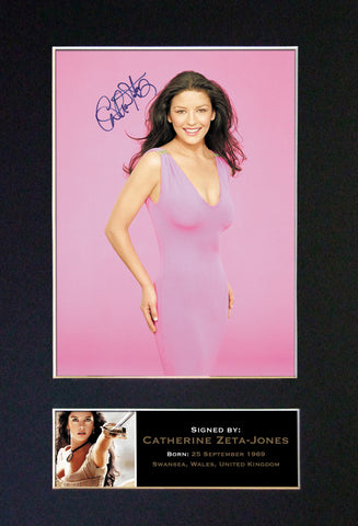 CATHERINE ZETA JONES Mounted Signed Photo Reproduction Autograph Print A4 253