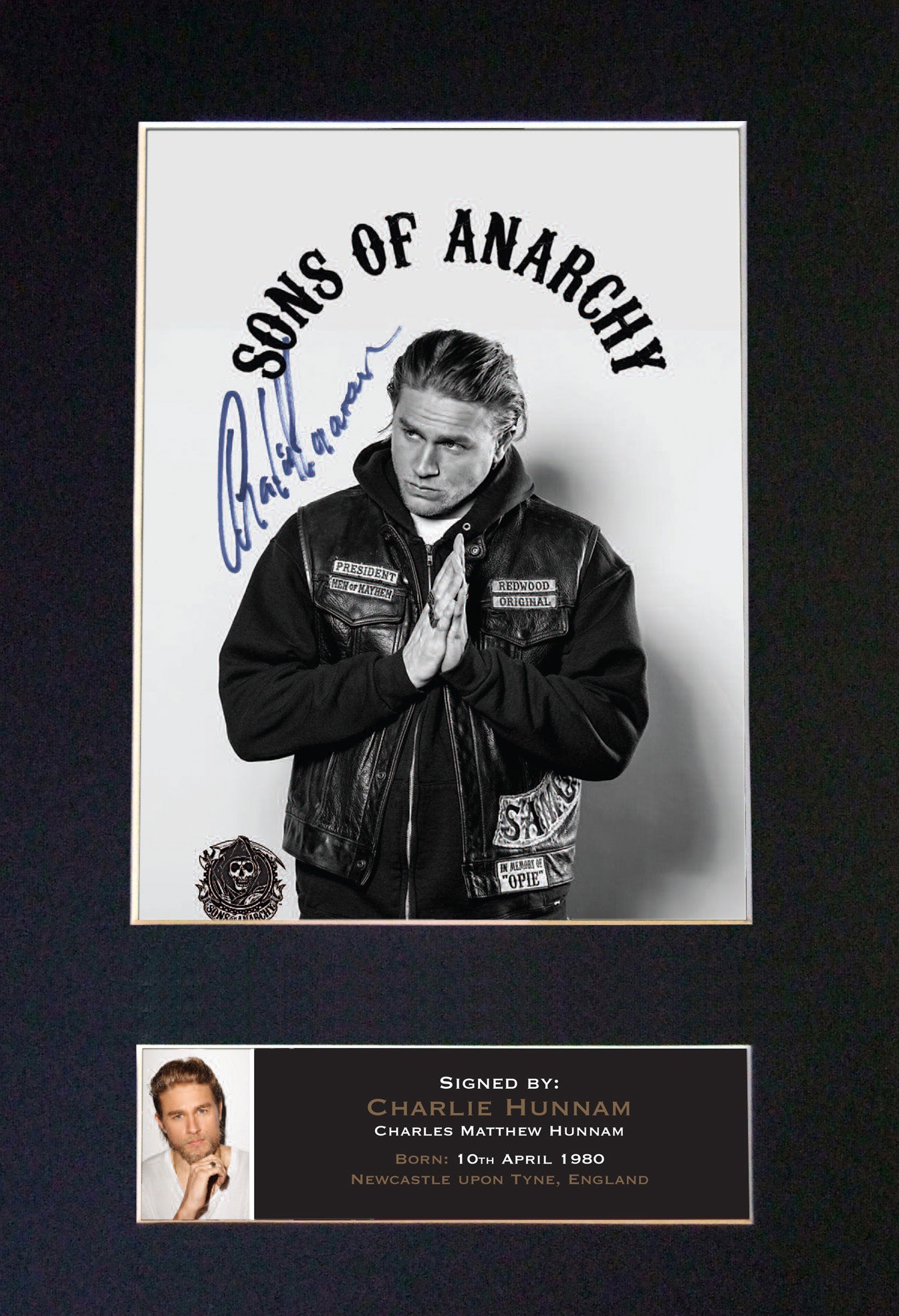 CHARLIE HUNNAM Sons of Anarchy Signed Autograph Mounted Photo PRINT A4 589