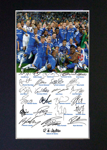 CHELSEA CHAMPIONS 2012 Mounted Signed Photo Reproduction Autograph Print A4 58