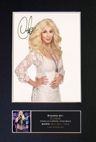 CHER Mounted Signed Photo Reproduction Autograph Print A4 224