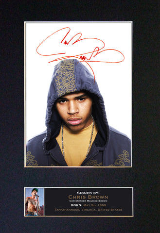 CHRIS BROWN Mounted Signed Photo Reproduction Autograph Print A4 96