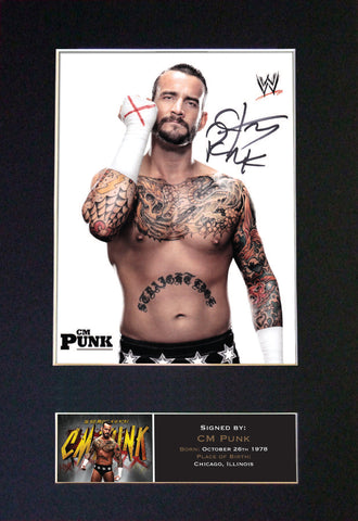 CM PUNK WWE Signed Autograph Mounted Photo Reproduction Print A4 415