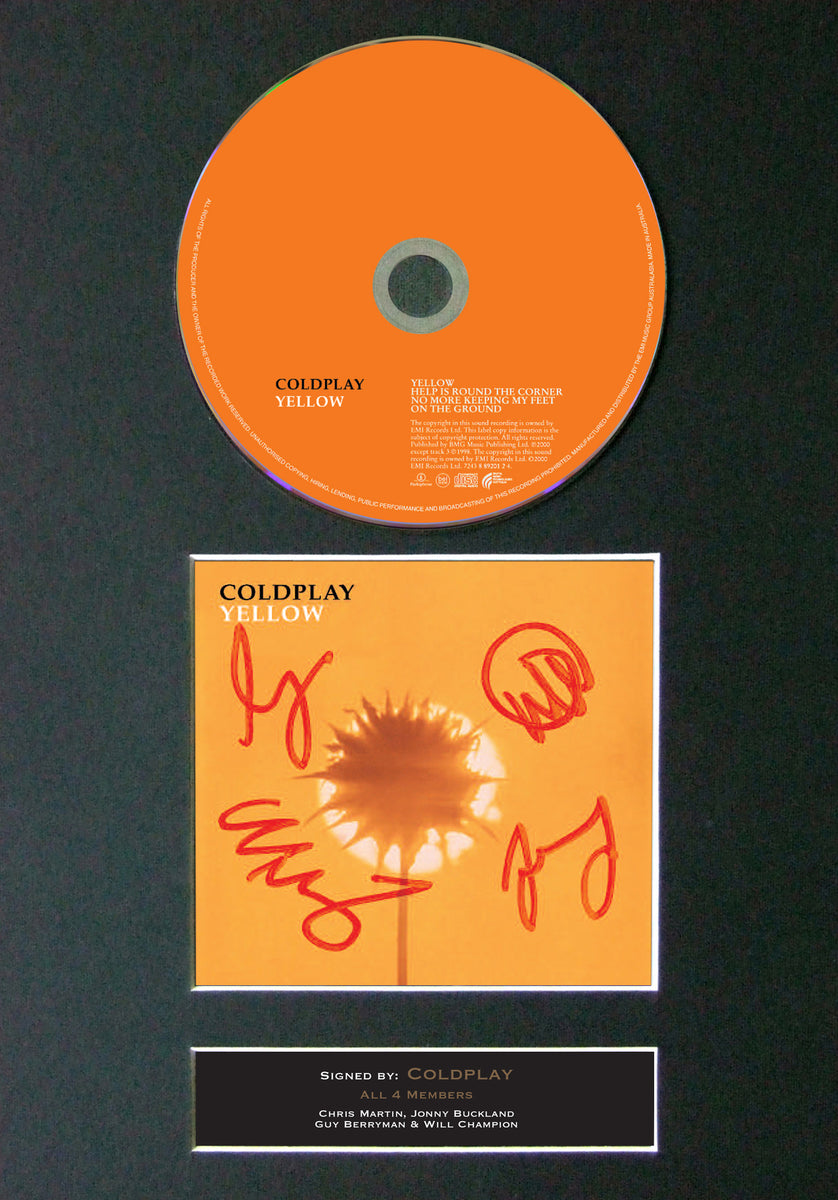 COLDPLAY Yellow Album Signed CD COVER MOUNTED A4 Autograph Print 46 ...