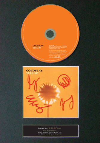 COLDPLAY Yellow Album Signed CD COVER MOUNTED A4 Autograph Print 46