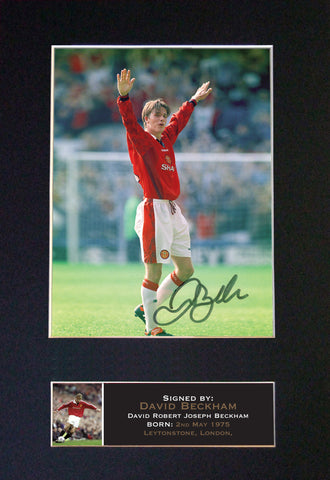 DAVID BECKHAM Mounted Signed Photo Reproduction Autograph Print A4 669