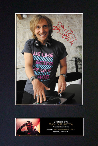 DAVID GUETTA Mounted Signed Photo Reproduction Autograph Print A4 147
