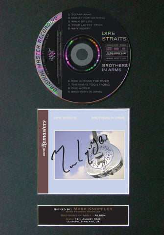 DIRE STRAITS Brothers in Arms Album Signed Cd MOUNTED A4 Autograph Print 73