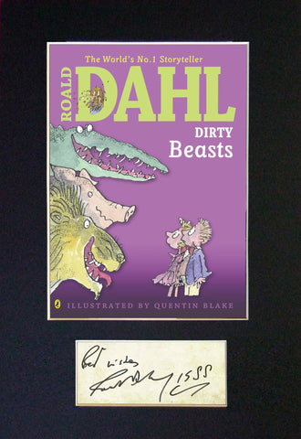 ROALD DAHL Dirty Beasts Book Cover Autograph Signed Repro Mounted A4 Print 678