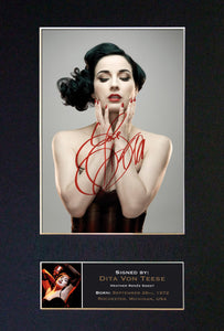 DITA VON TEESE Mounted Signed Photo Reproduction Autograph Print A4 250