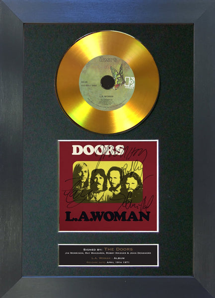 #145 The Doors - LA Woman GOLD DISC Signed Autograph Mounted Repro A4