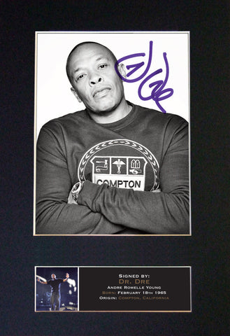DR DRE Signed Autograph Mounted Photo Reproduction PRINT A4 614