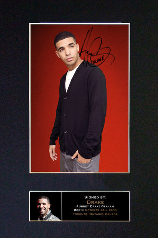 DRAKE Mounted Signed Photo Reproduction Autograph Print A4 151
