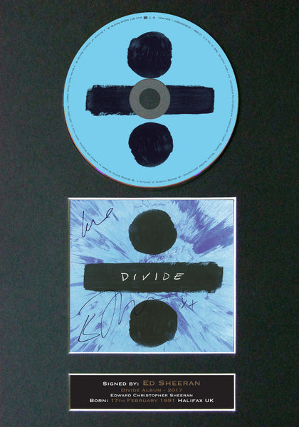 ED SHEERAN Divide Album 2017 Signed CD COVER MOUNTED Autograph Repro Print (75)