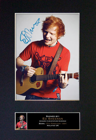 ED SHEERAN No2 Mounted Signed Photo Reproduction Autograph Print A4 80