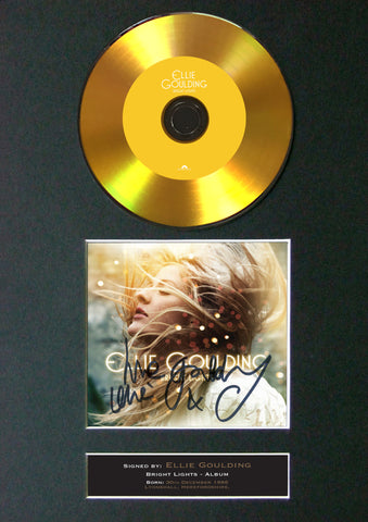 #Ellie Goulding - Bright Lights GOLD DISC Cd Album Signed Autograph Mounted Print
