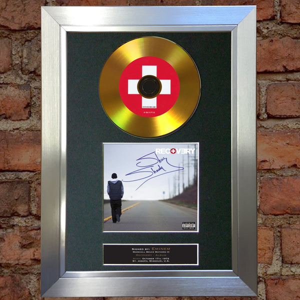 #113 Eminem - Recovery GOLD DISC Cd Album Signed Autograph Mounted Print
