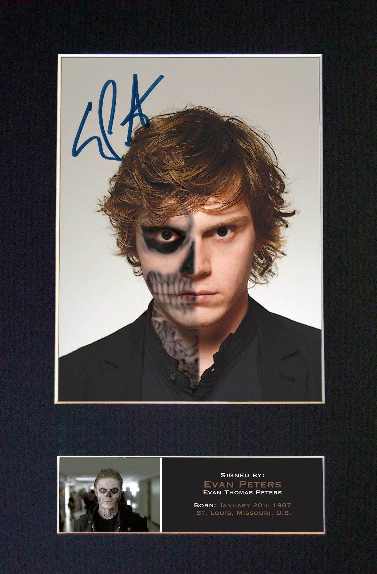 EVAN PETERS American Horror Story Signed Mounted Photo Display TV Repro A4 561