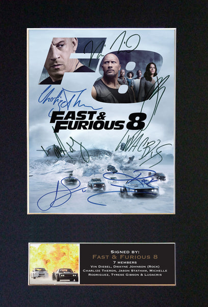 Fast and Furious 8 Quality Autograph Mounted Signed Photo Repro Print A4 701