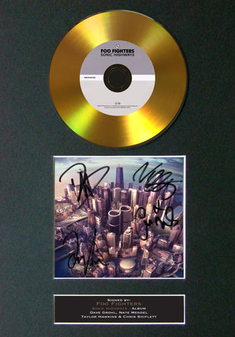 #109 Foo Fighters - Sonic Highways GOLD DISC Cd Album Signed Autograph Mounted Print