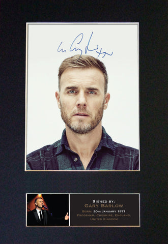 GARY BARLOW Signed Autograph Mounted Photo REPRODUCTION PRINT A4 402