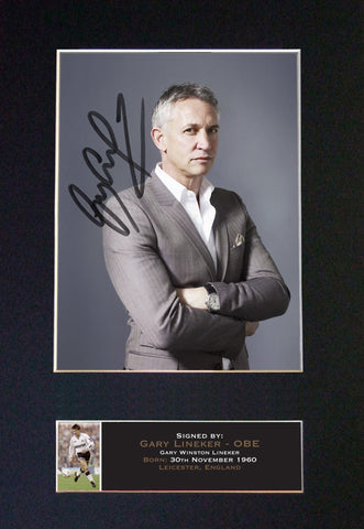 GARY LINEKER Signed Autograph Mounted Photo REPRODUCTION PRINT A4 643